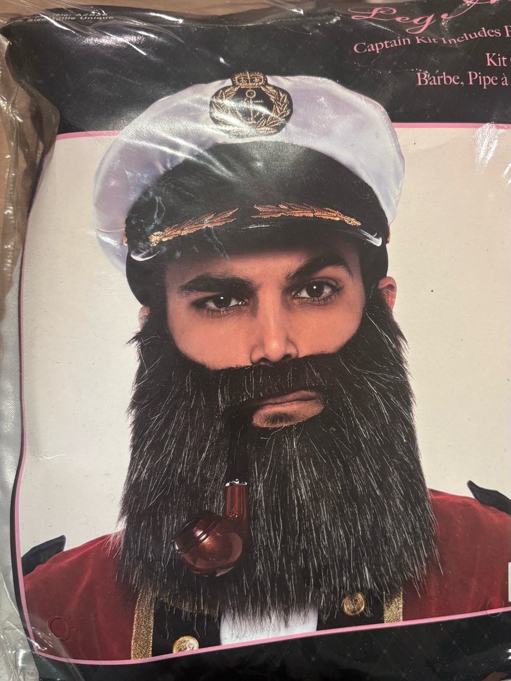 Captain Style Black Faux Beard and Pipe Set - Men's Accessory